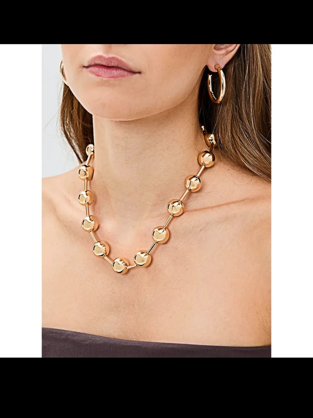 Polished Gold Ball-Link Necklace - Unbranded